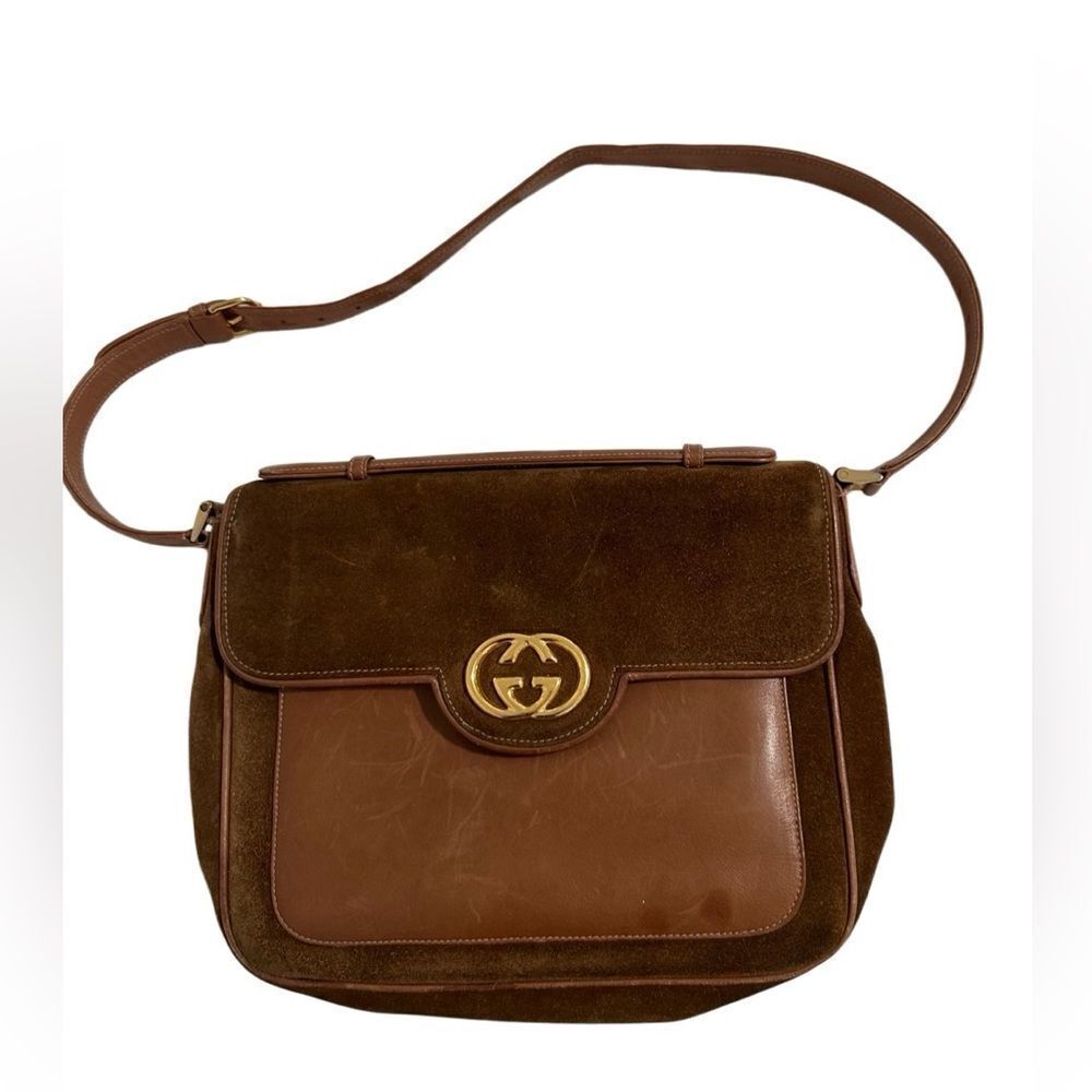 Gucci vintage suede shoulder bag - Picture 2 of 10